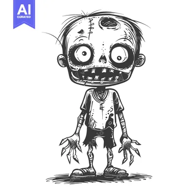 Aset premium populer: Cartoon illustration of a zombie with stitched skin and claws