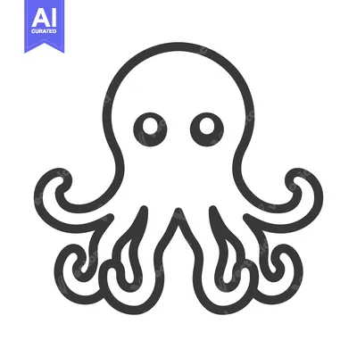 Aset premium populer: A Simple Black Outline Depicting an Octopus on a White Background