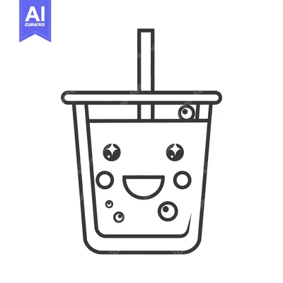 Aset premium populer: A cute smiling cartoon illustration of a beverage drink cup