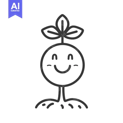 Aset premium populer: A happy smiling plant sprouting from the earth in illustration form