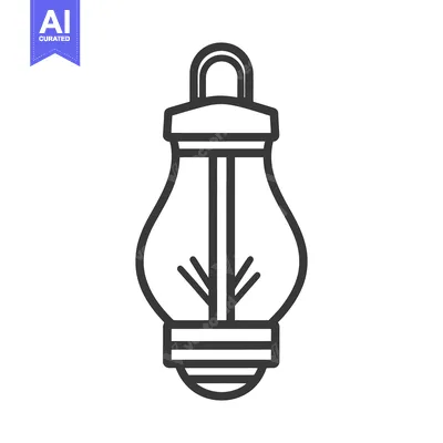 Aset desain premium: A stylized black and white illustration of a decorative lantern