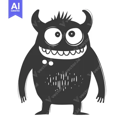 Premium design asset: Cartoon Monster with Big Eyes and a Grin