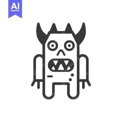 Aset premium populer: Cartoon Monster with Horns, Big Eyes, and Sharp Teeth