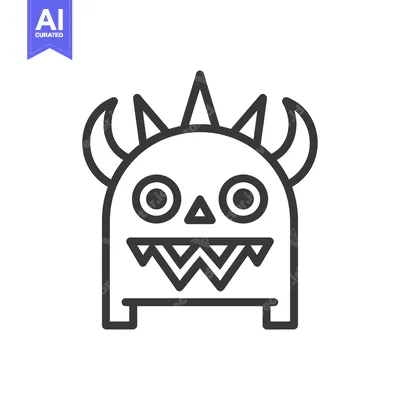 Aset premium populer: Cartoon Monster with Spikes, Horns, and Teeth