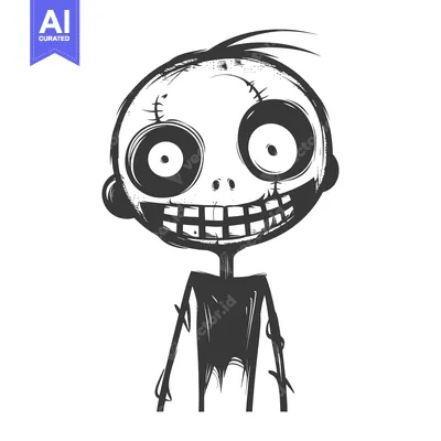 Aset premium populer: Cartoon Monster with Stitched Skin and Wide Eyes