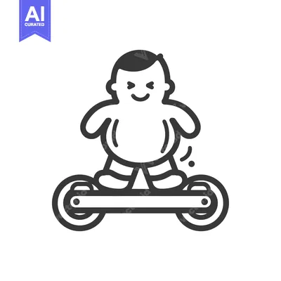 Aset desain premium: Cartoon of a Person on a Self-Balancing Scooter