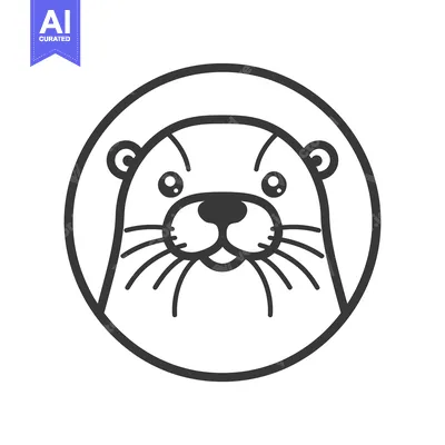 Aset premium populer: Cartoon Outline of an Otter's Face in a Circle