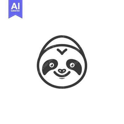 Cartoon Outline of a Sloth's Face