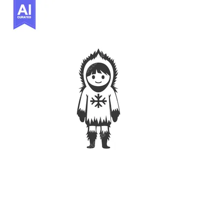 Aset desain premium: Cartoon Person Wearing a Fur-Lined Winter Outfit with a Snowflake