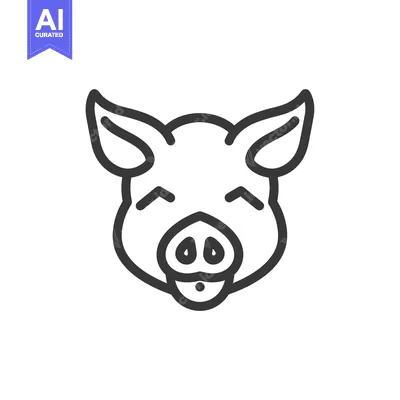 Premium design asset: Cartoon Pig Face with Smiling Expression and Tongue Out