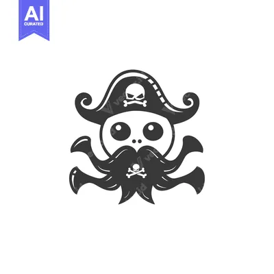 Premium design asset: Cartoon Skull Pirate with Big Beard and Hat