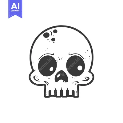 Premium design asset: Cartoon Skull with Large Eyes and a Small Nose