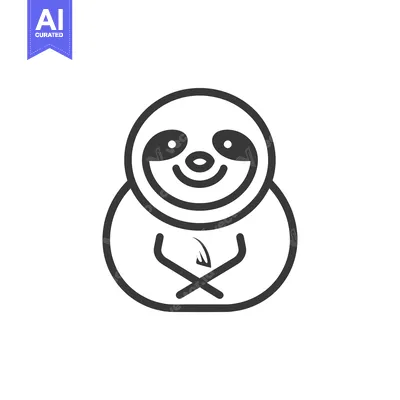Cartoon Sloth Illustration with Crossed Arms and Smiling Face