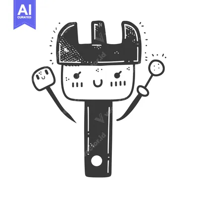 Aset premium populer: Cartoon Wrench with Smiling Face Holding Tools