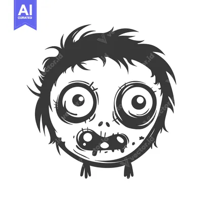 Aset premium populer: Cartoon zombie with large eyes and open mouth
