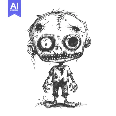 Aset premium populer: Cartoon Zombie with Stitches and One Eye