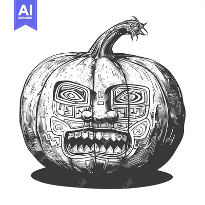 Aset premium populer: Carved Pumpkin with Tribal Face Design