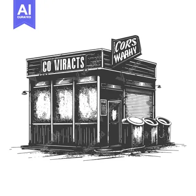 Aset premium populer: A vintage style illustration of a car wash building