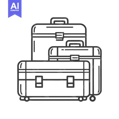 Aset premium populer: Stacked Luggage Outline: Three Suitcases Ready for Travel