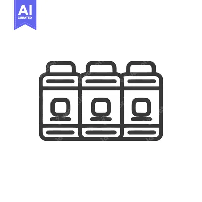 Aset desain premium: Three Identical Bottles Outline Icon, Minimalist Design, Clean Present