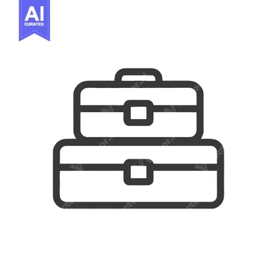 Aset desain premium: Stacked Suitcases Icon: Minimalist Luggage Illustration on White Backg