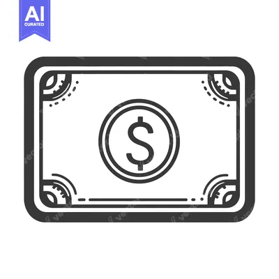 Aset premium populer: A simple black and white depiction of a dollar bill