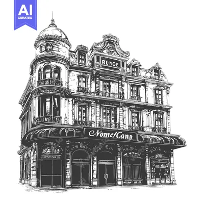 Aset premium populer: Elegant European style building architectural drawing