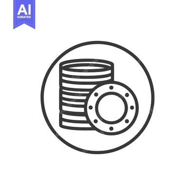 Minimalist Icon: Stacked Poker Chips with Single Chip Detail in Circle
