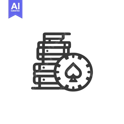 Aset desain premium: Minimalist Casino Chips Stack with Spade Symbol, Outline Style