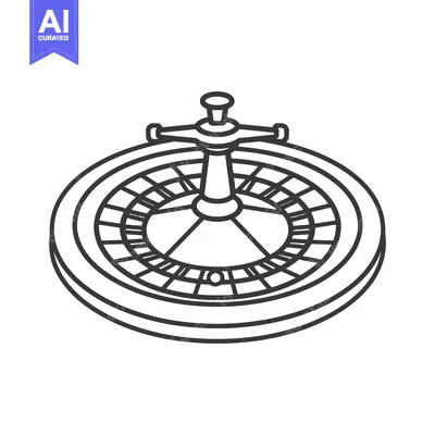 A detailed line art illustration depicting a casino roulette wheel