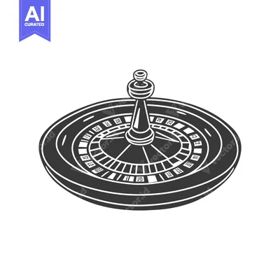 Aset premium populer: The illustration depicts a casino roulette wheel in grayscale format