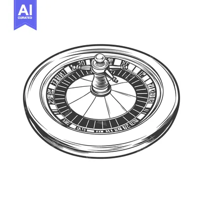 Aset desain premium: A Black and White Roulette Wheel on a White Background