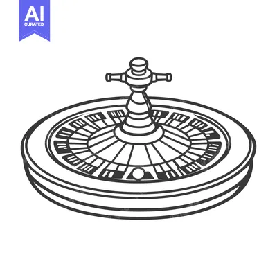 Aset desain premium: An illustration depicting a casino roulette wheel ready for a game