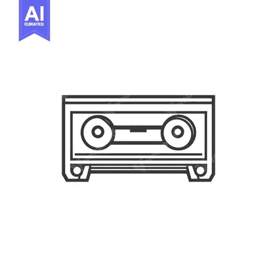 Popular premium asset: A black and white illustration of a retro audio cassette tape