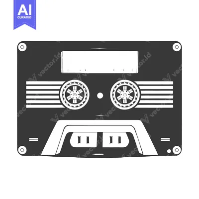 A graphic illustration of a retro audio cassette tape design