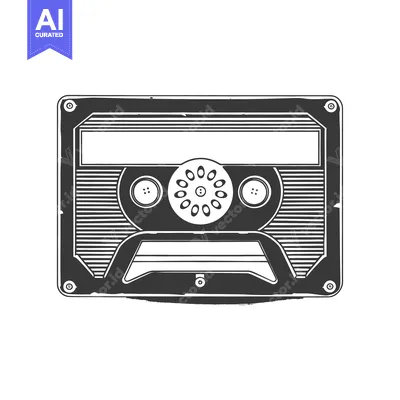 Popular premium asset: An illustrated black and white vintage audio cassette tape design