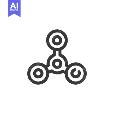 Aset desain premium: Minimalist Fidget Spinner Icon: Circular Design on White Background