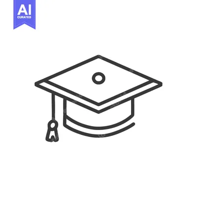 Aset desain premium: Minimalist Graduation Cap Icon: Academic Achievement Symbol in Black O