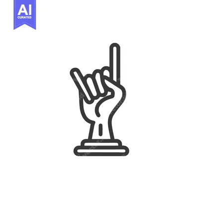 Aset premium populer: Devil Horns Hand Gesture Trophy Icon, Rock and Roll Symbol, Line Art