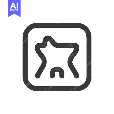 Aset premium populer: Abstract Icon: Stylized Animal Shape in Rounded Square Frame, Minimali