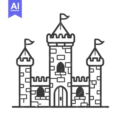 Popular premium asset: A black and white illustration of a medieval castle structure