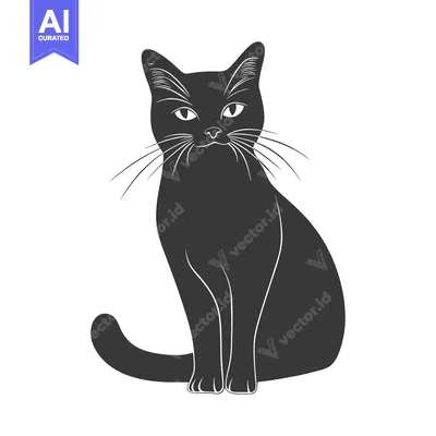 Popular premium asset: A stylized black cat silhouette sitting and facing forward gracefully