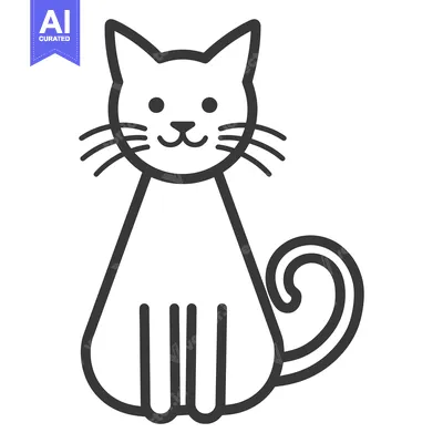 Aset premium populer: Simple black and white illustration of a stylized adorable house cat