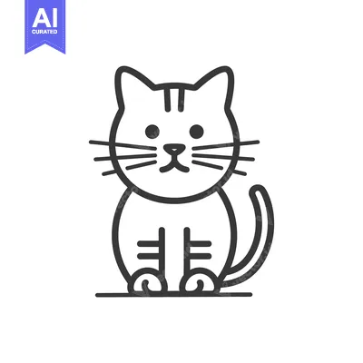 Popular premium asset: A simplified line drawing of a domestic cat sitting upright