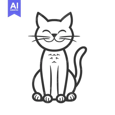 Popular premium asset: A smiling cartoon cat sitting upright with simple black outlines