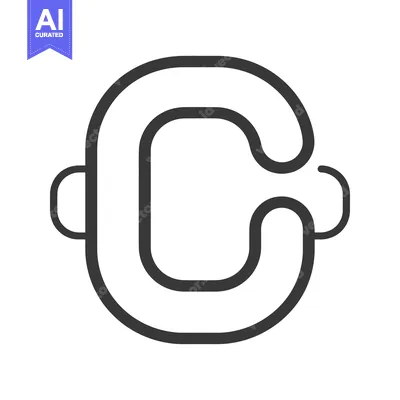 Aset desain premium: A stylized bold letter C with two distinct curved handles