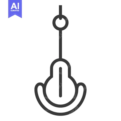 Premium design asset: Simple outlined hanging light fixture shown against a white background