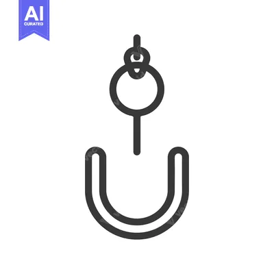 Aset desain premium: A simple black outline illustration of a metal hook