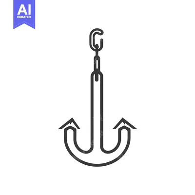 Aset desain premium: Simple line drawing of a boat anchor with a hook