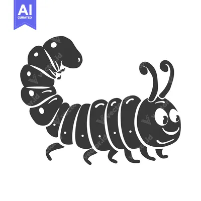 Aset premium populer: An Illustration of a Happy Black Caterpillar Crawling Happily Around